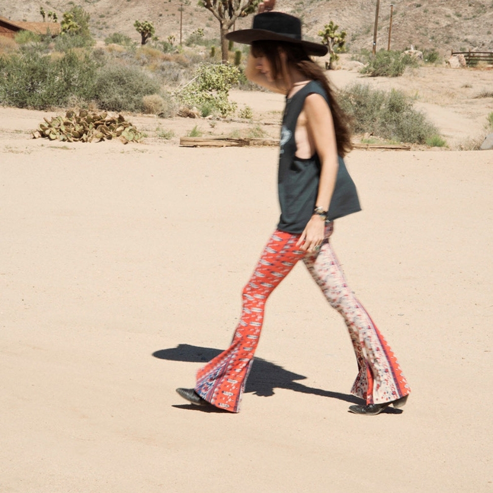 Spell Desert Wanderer Bell Bottom Flare Pants in Sunset Size XS